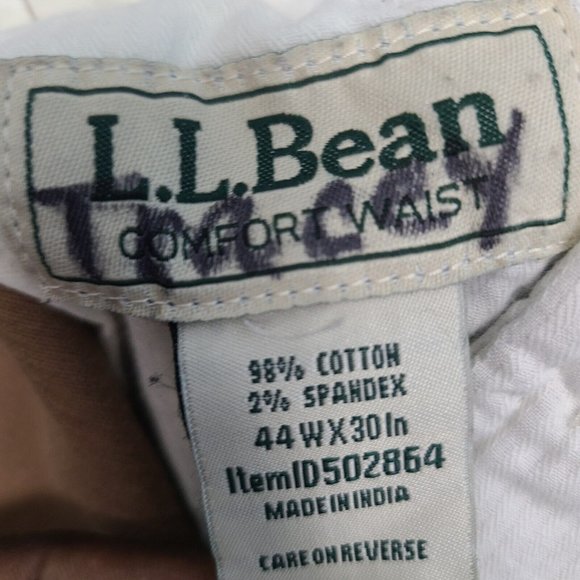 L. L. Bean Corduroy 44W X 30L Flat Front Pants Brown 98% Cotton 2% Spandex - Picture 5 of 5